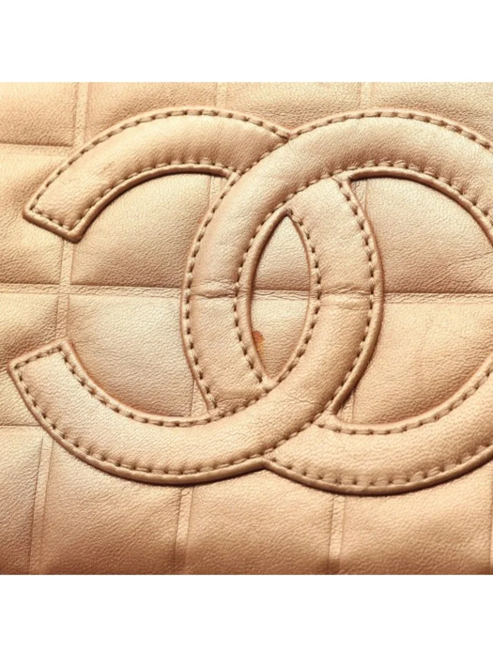 Chanel Shoulder Bag Choco Bar Rose Gold Leather